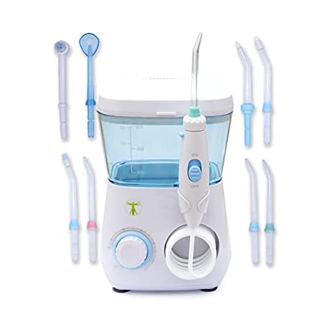 CRI Naturals Water Flosser - 8 Dental Tips, 10 Pressure Levels, 600 ML Reservoir for Gum & Tooth Health, Braces & Bridges, Professional Countertop Electric Dental Oral Irrigator Cover