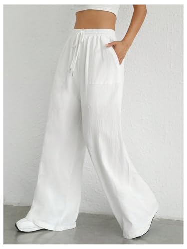 SOLY HUX Women's High Waisted Drawstring Straight Leg Casual Pants Baggy Trousers with Pockets2