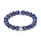 M SHUYUN Mens Beaded Bracelets, 10MM Elastic Adjustable Link Bracelet with Natural Gemstone, Gifts for Men, Anniversary, Christmas and Thanksgiving,Lapis Lazuli/Obsidian/Silver Sheen Obsidian.