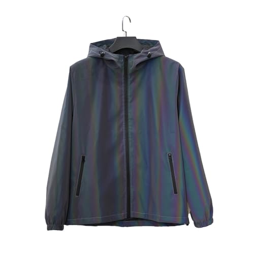 LZLRUN Rainbow Reflective Coat Fashion Hooded Windbreaker Rave Jacket for Men and Women3