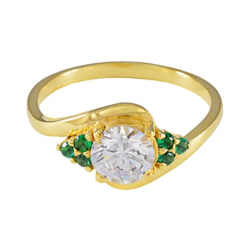 Bague émeraude cz en argent 925 bague verte ronde pour femme