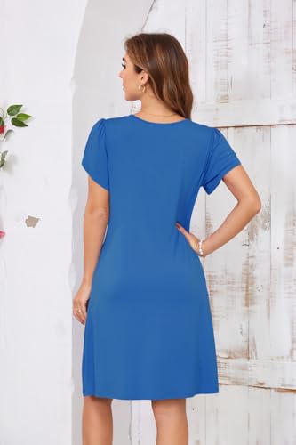 Image of Women's Summer Dresses 2026 Casual T Shirt Dress Short Sleeve A-Line Dress Loose Sundress Swing Dress with Pockets