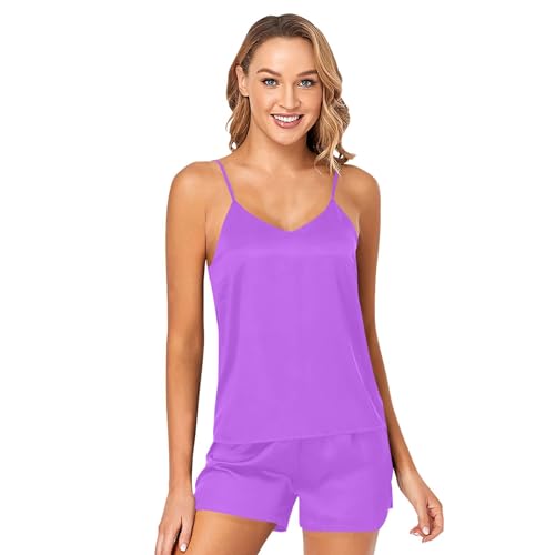 UMIRIKO Purple Pajamas Set for Women Cami Shorts Set Sleepwear