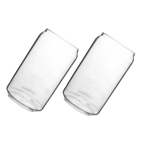 ノーブランド品 2個 耐熱クリエイティブ透明ガラス水容器缶型グラス飲料カップ家用パーティー用