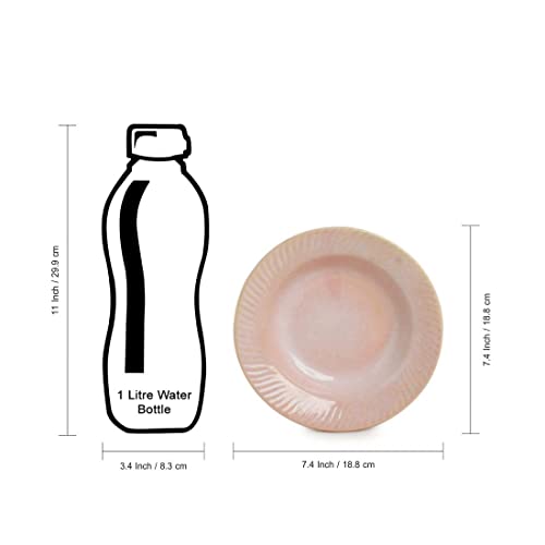 Image of ExclusiveLane Ceramic Quarter Plates Side Plates for Snacks Serving | 'Coral Reef' Hand Glazed Studio Pottery Ceramic Plates Pasta Plate Serving Plates (Set of 1, Dishwasher & Microwave Safe)