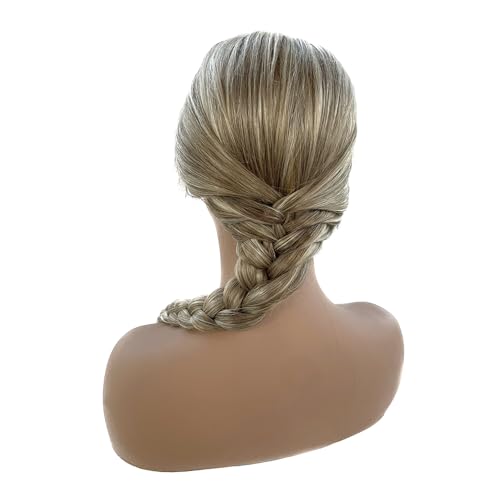 Image of Ombre Ash Blonde Highlights Lace Front Wig Human Hair for White Women 20 Inch 180% Density 13x4 Invisible HD Lace Frontal Pre Plucked with Ash Brown Roots Real Remy Hair Glueless Wigs Bleached Knots