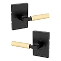 Kwikset Prava Interior Knurled Privacy Door Handle with Lock, Door Handle for Bathroom and Bedroom, Matte Black and Satin Brass, Reversible Push Button Lock Door Handle, with Microban Protection