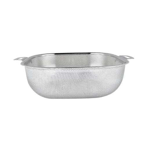 Image of Square-Shaped, Stainless Steel Fruit and Vegetable Rice Cleaning Baskets for Pasta, Noodles, and Kitchen Tools: Elevate Your Washing Bowl Drain Basin Basket(1 pc, Silver-Color),