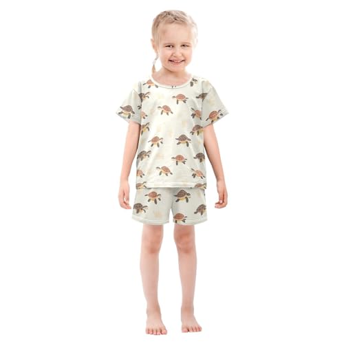 ALAZA Turtles Leaves Pajama Set Short Sleeve Sleepwear Soft Lounge Nightwear3