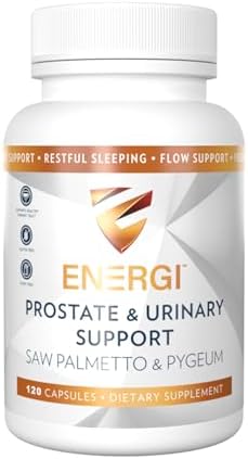 ENERGI Prostate Support Supplement with Saw Palmetto for Men & Women, 200mg Saw Palmetto, 100mg Pygeum Supplement, Pumpkin Seed, Prostate Health Supplements, 120 Capsules