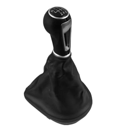 Car Passion Cuffia Leva Cambio Manuale + Pomello + Ghiera Telaio Compatibile con Seat Leon Altea Toledo 2005-2012 Cuciture Nere Set Completo Ricambio Auto (6 Marce)