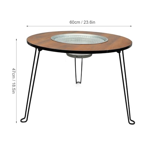 Table de barbecue ronde pliable ZJchao pour repas de camping