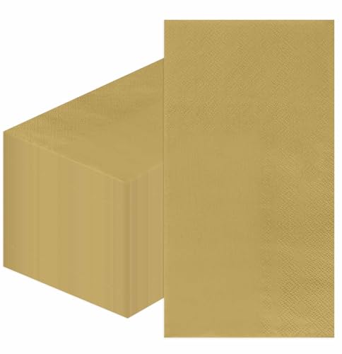 SietDESEO 50 Pieces 3-ply Gold Napkins Disposable 13 x 15.7 Inches Guest Bathroom Napkins Disposable Hand Towels for Bathroom Wedding Birthday Party Christmas Paper Dinner Napkin