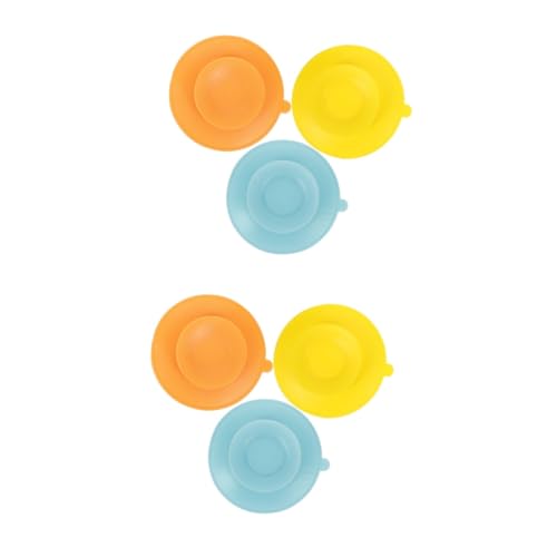 Totority 6pcs Silicone Tableware Sucker with Double-Sided Suction Cups Anti-Slip Design for Bowls and Plates Cartoon Shape Plate Fixing Pad for Safe Dining Experience