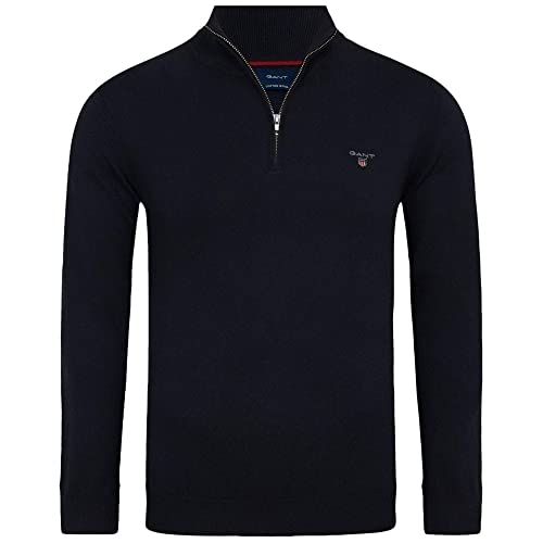 GANT Cotton Wool Half Zip Maglione, Blu Navy