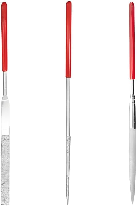 3 Pcs Diamond Needle File Set, 140mm Mini Metal Files with Round, Flat & Triangular Shapes for Wood, Metal, Resin & Model Crafting