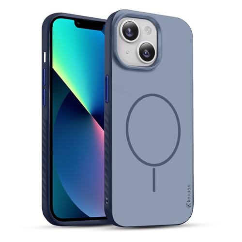 Image of KARWAN Slim Shockproof Back Case Cover Compatible with iPhone 14,Dual Layer Armor Protection with Matt Finish, Heavy Duty Cover with Magnetic MagEase Wireless Charging (Blue)