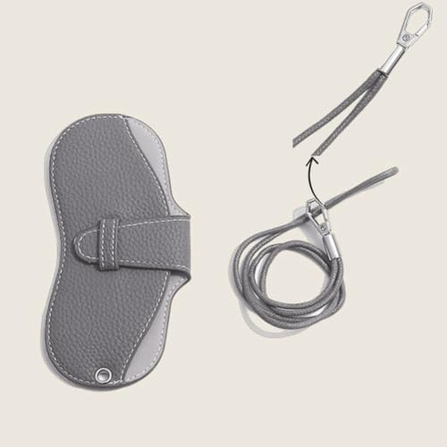 Image of FASHIXD Glasses Case Portable Travel Sunglass Case with Lanyard Eyeglass Pouch Bag Sunglass Holder for Purse For Women Men (Classic-Grey)