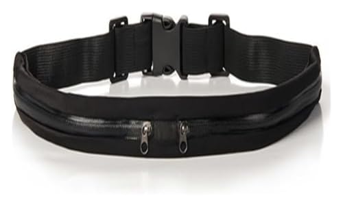 防水ダブルポケットウエストパック - ナイロンカジュアルスモールバッグ ランニング、サイクリング、ハイキング、ショッピング用, 1色, B Style Black