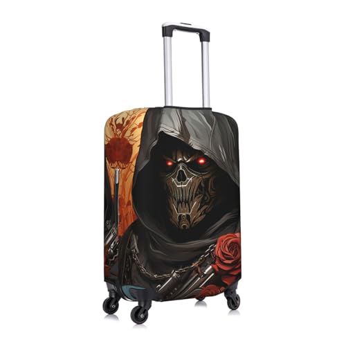 grim reaper and gun death skull black Elastic Travel Luggage Cover Travel Suitcase Cover for Trunk Case 19''-32'' Luggage Protective Cover3