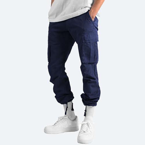 Mens Cargo Sweatpants Casual Drawstring Baggy Workout Joggers Straight Stretch Hiking Athletic Pants with Multi Pockets2