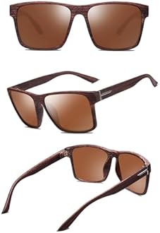 Polarized Sunglasses for Men Women Driving Fishing Mens Sunglasses Rectangular Vintage Sun Glasses Brown Lens/Woodgrain Frame