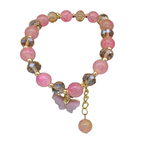 ファッショナブルなバタフライクリスタルビーズ。女性用。模造翡翠ビーズハンドチェーンチャームジュエリー。, 説明を参照してください。