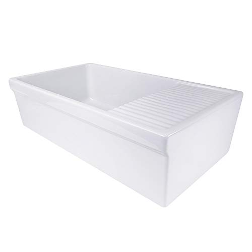 Nantucket Sinks FCFS36-DB - Nantucket Sinks 36 Inch Italian Farmhouse Fireclay Sink with Built-In Drainboard #1