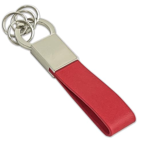 pubblimania Portachiavi in acciaio e Gomma Flessibile che non graffia la carrozzeria, 4 anelli con scatolino regalo. Per le chiavi di casa, auto, moto, scooter. Leggero e resistente (Rosso)