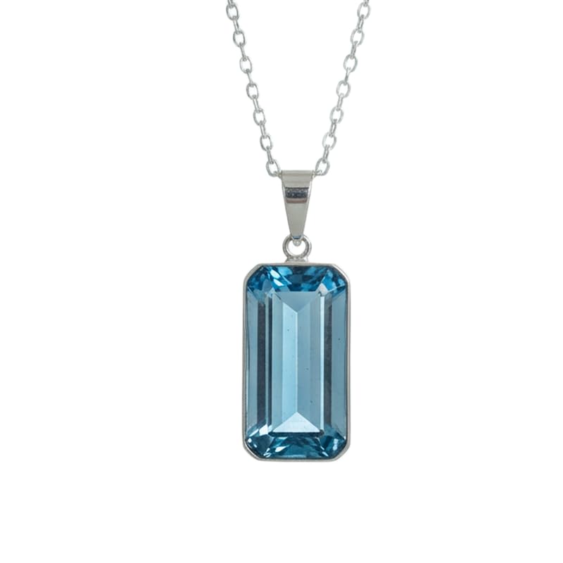 Pendentif en quartz bleu naturel facetté collier pierre rectangle LKBEADS L_DPN_00047