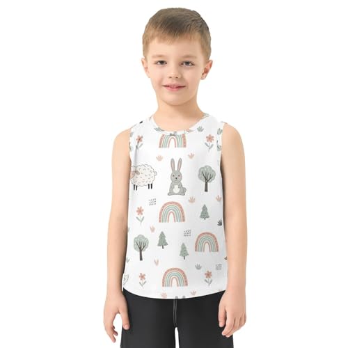 J JOYSAY Goat Duck Rabbit Rainbow Boys Tank Top Sleeveless Muscle Shirts Quick Dry Active Workout Sport Kids T-Shirts 3-15T2
