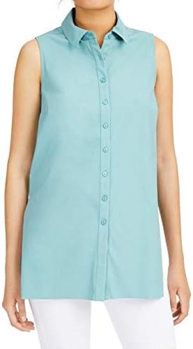 Alfani Womens Button Front Tunic Blouse, Green, Large