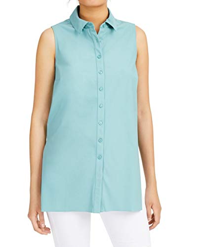 Alfani Womens Button Front Tunic Blouse, Green, Large #TOP18