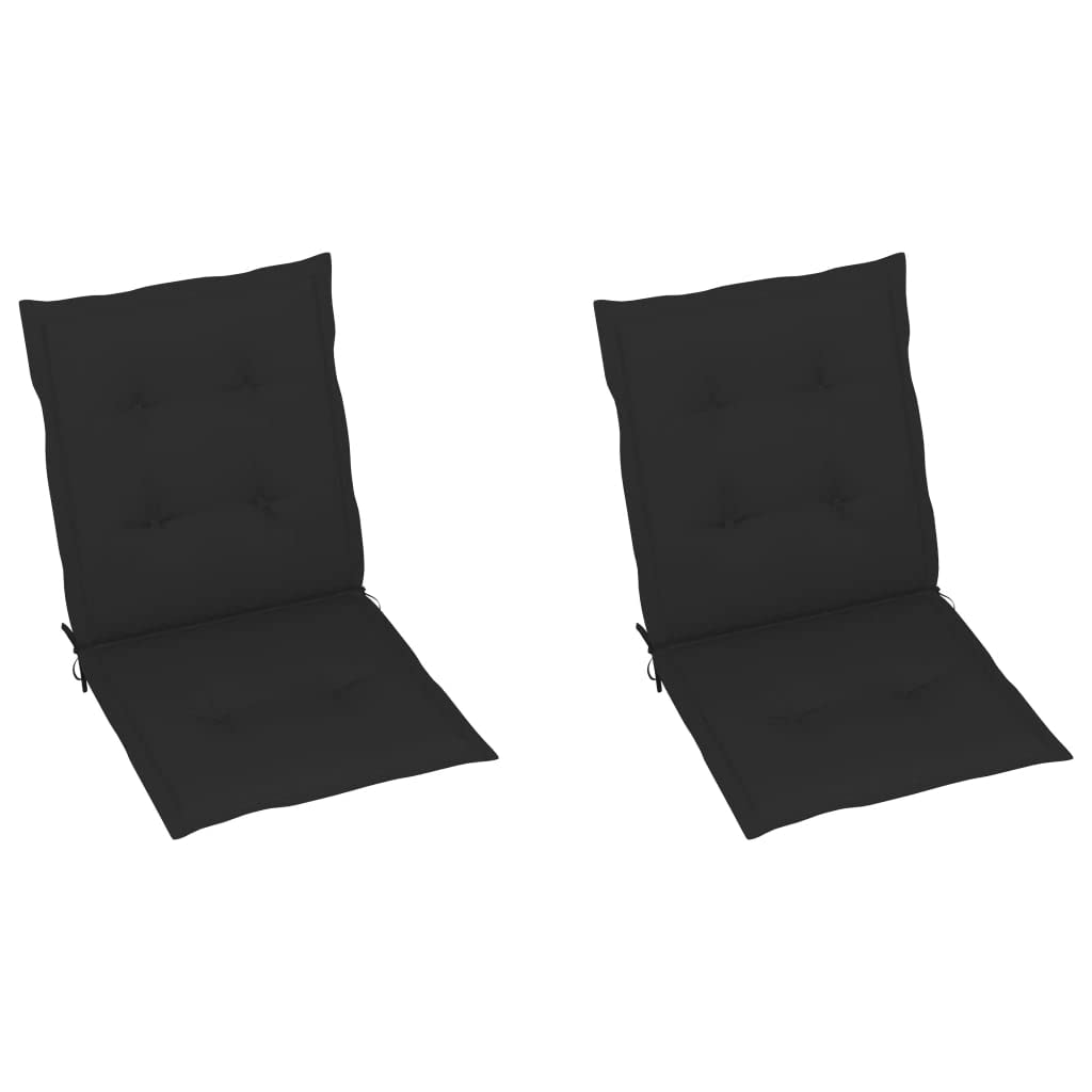 Cuscino per sedia da giardino, 2 pezzi, per sedie a sdraio con schienale alto, design universale, per interni ed esterni, balcone, terrazza, con 2 laccetti, nero, 100 x 50 x 3 cm