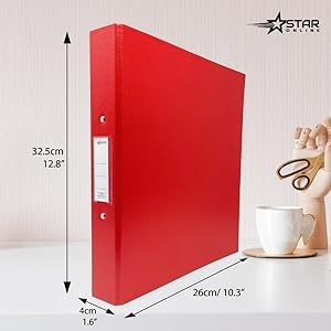 Image of 2D Ring Binder File,Plastic File Folder A /4 Size Tough & Durable Ring Binder (A /4 2D RING BINDER RED - 2)