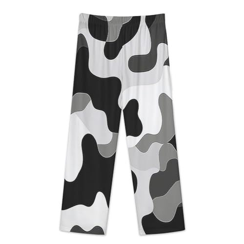 Pyjama à manches longues haut boutonné noir et blanc imprimé géométrique