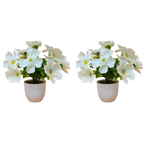 Image of fancymart Artificial Real Touch Flower Plant with Pot (Pack of 2), 16 cm Height, Decorative Faux Floral Plant for Home, Office, Living Room, Bedroom, Table & Shelf Decor