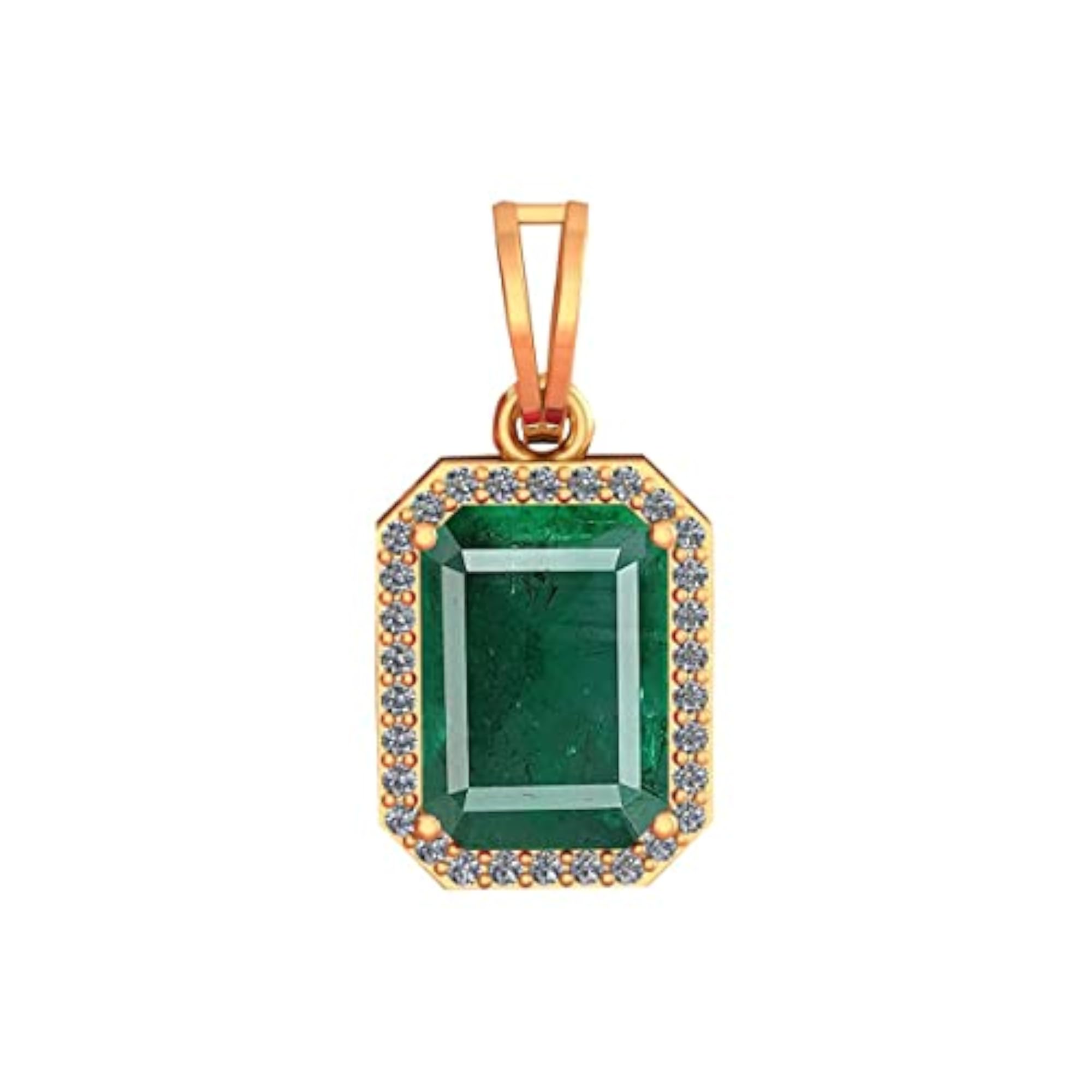 Women's 7.00 Carat Green Natural Emerald Sterling Silver Gold Plated Pendant