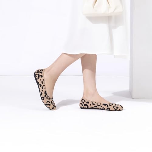 Image of Frank Mully Women's Ballet Flat Shoes Knit Dress Shoes Round Toe Slip On Ballerina Flats for Woman Low Wedge Comfort Soft