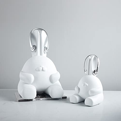 Sculpture lapin blanc en résine moderne pour déco salon - 3