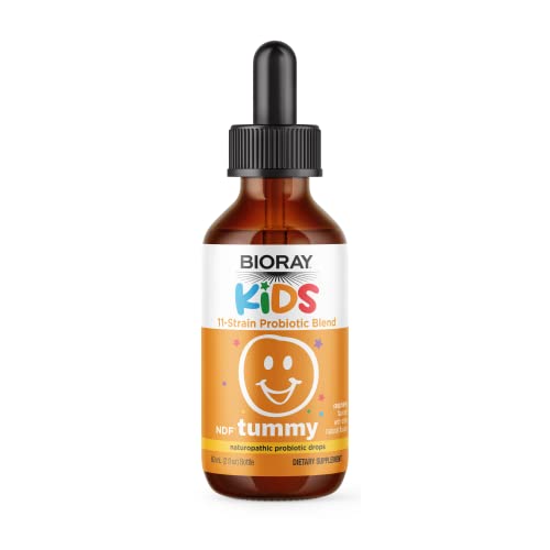 Image of BIORAY Kids NDF Tummy, Raspberry - 2 fl oz - 11-Strain Probiotic Blend - Supports The Immune Response in The GI Tract - Non-GMO, Vegan, Gluten Free - Approx. 30 Servings