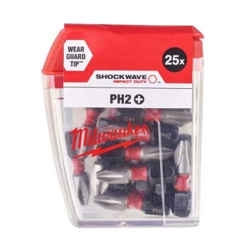 4932472037 PH2 25mm Shockwave Screwdriver Bits Pack of 25