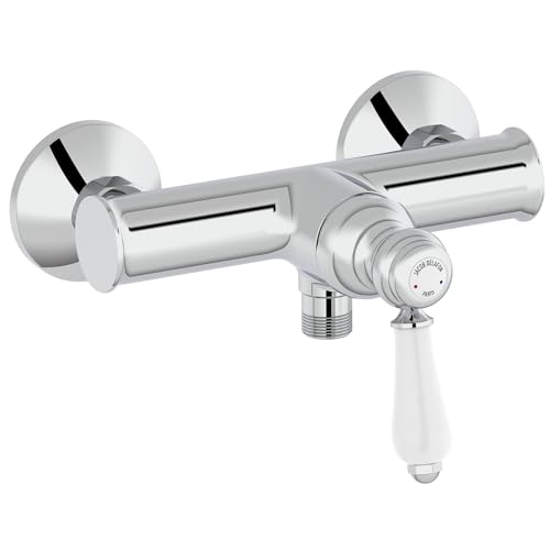 Jacob Delafon - Mitigeur douche mural Louise - Mécanique - Design Rétro, poignée céramique - Économie d’eau - 21,5x16,70x17 cm - Finition Chrome -...