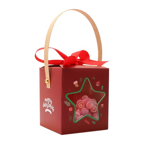 クリスマスお菓子箱 - 窓と取っ手付きギフトボックス - クリスマスクッキー収納ボックス,フルーツ 家族集会 ブティック デパート 店舗 オフィス 教師 学生 近隣向け