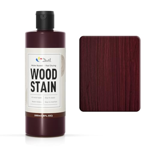 DWIL Water Based Wood Stain - Multiple Finishes Fast Drying Indoor and Outdoor Furniture Wood Paneling Cabinets and More Low Odor Non-Toxic (8.5oz Rosewood)