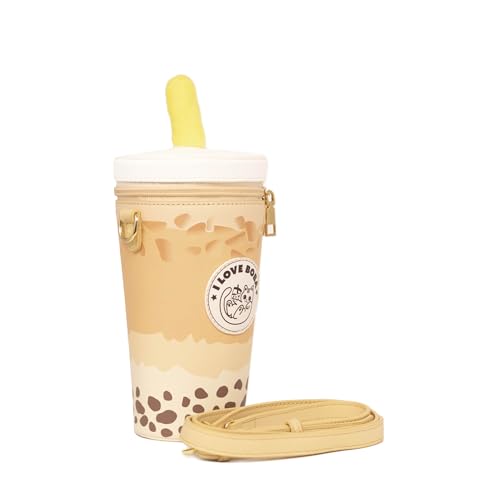 Bewaltz Novelty Handbag, Fun Shape Tween Style - Sauce Packet Crossbody (Boba Milk Tea - Original)