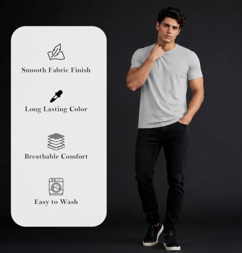 Image of Sleepynuts Men's Everyday Wear Crew Neck Regular Fit T-Shirt | Half Sleeve Solid Plain Casual T-Shirt for Men | Soft Breathable Fabric |