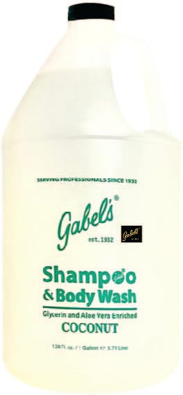 Gabel’s Coconut Shampoo and Body Wash (Sealed Gallon) Dye Free. Manufacturer Direct has logo in black label