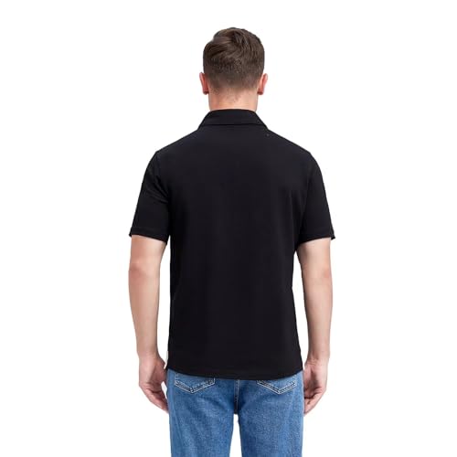 Mens Long and Short Sleeve Polo Shirts Pocket Casual Solid Cotton Blend Drop Cut Collared Polo Shirts for Men