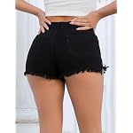 Denim Shorts Damen Ripped Schwarz Kurz Hose Zerrissene Jeans Shorts Sommer Hotpants Elastische Kurze Jeanshosen Club – Bild 2